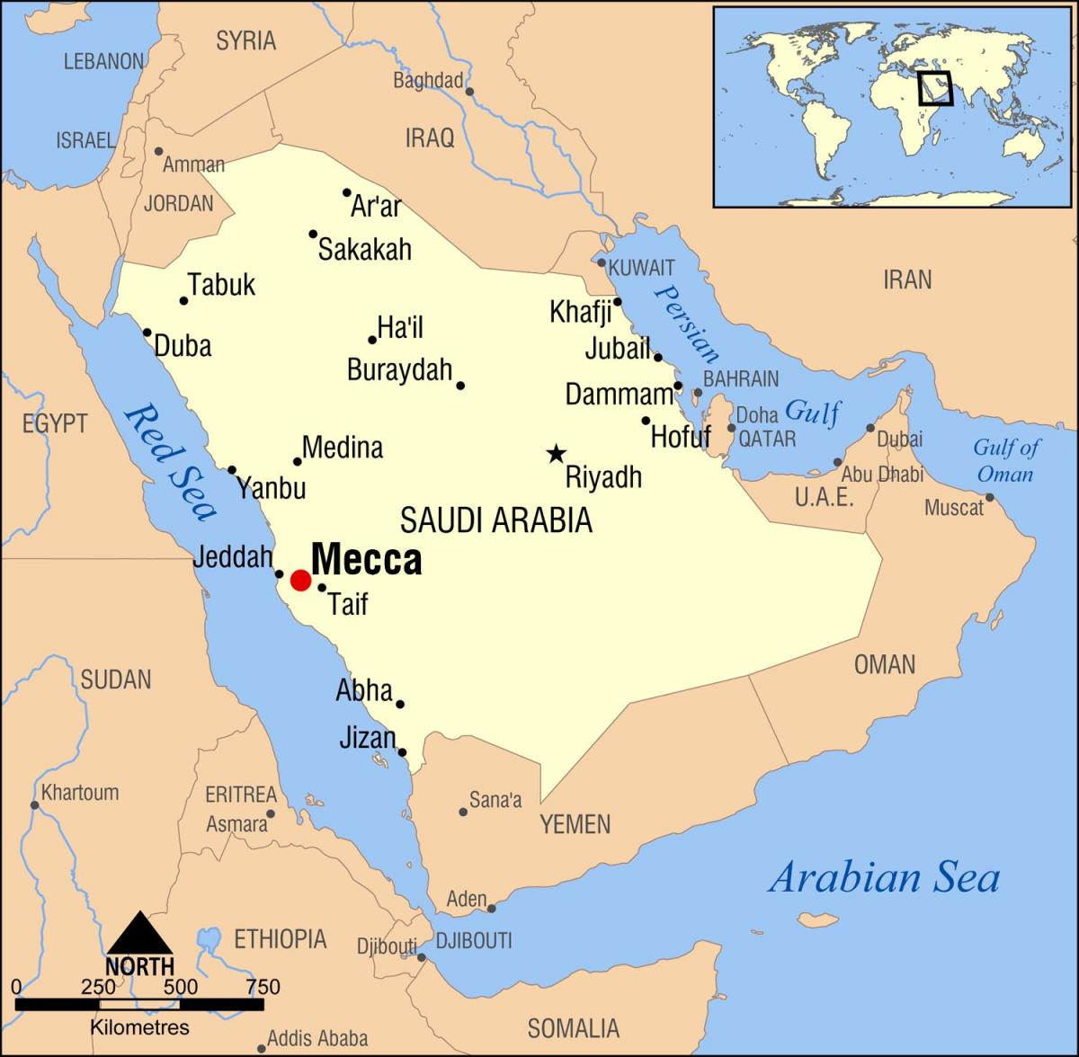 bản đồ của mecca ở ả Rập Saudi