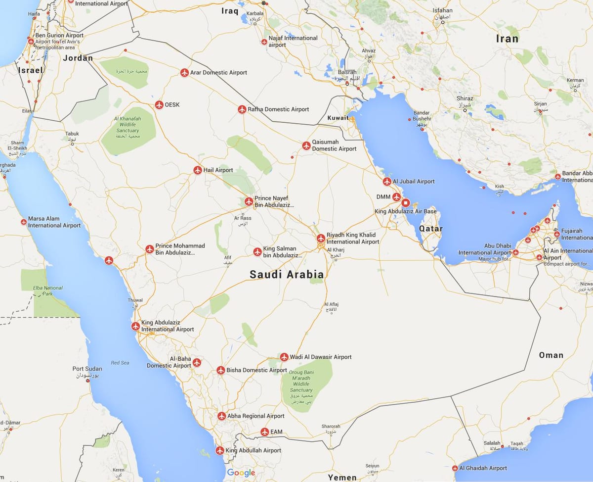 Ả Rập Saudi sân bay bản đồ