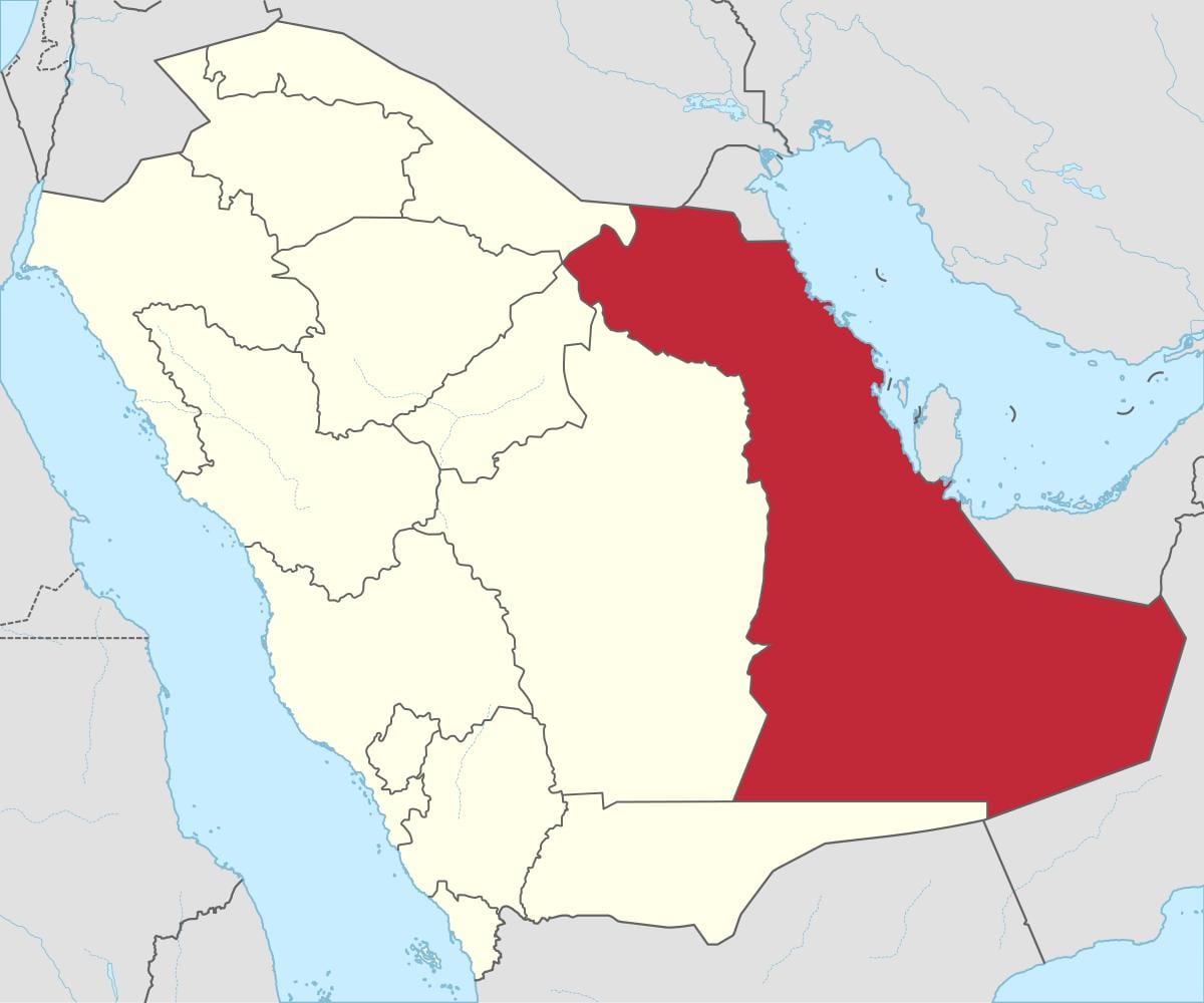 Bản đồ của đông tỉnh ả Rập Saudi