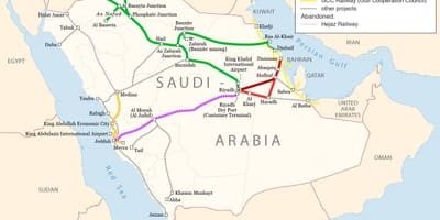 Bản đồ của ả Rập Saudi đường sắt
